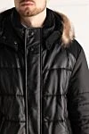 Gallotti Men's down jacket made of lambskin black - Fur hood, stitching. Detachable hood. 100% lambskin, down. Closure: Zipper. Two side pockets, two inside pockets. Lining: 100% polyamide. Insulation: 100% wool. Country of manufacture: Italy. Care: specialized cleaning - photo 5