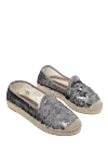 D`Acquasparta Women's leather espadrilles with sequins gray - sequins, jute. genuine leather. Insole: leather. Country of manufacture: Italy. Care: specialized cleaning - photo 3