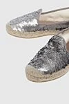 D`Acquasparta Women's leather espadrilles with sequins gray - sequins, jute. genuine leather. Insole: leather. Country of manufacture: Italy. Care: specialized cleaning - photo 5