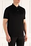 Gran Sasso Cotton polo black for men - Brand logo embroidery. 100% cotton. Buttons. Country of manufacture: Italy. Care: specialized cleaning - photo 3