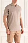 Gran Sasso Cotton polo beige for men - Brand logo embroidery. 100% cotton. Buttons. Country of manufacture: Italy. Care: specialized cleaning - photo 3