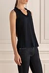 Gran Sasso Top made of cotton and polyester black for women - figured bottom, ruffles. 70% cotton, 30% polyester. Closure: buttons. Country of manufacture: Italy. Care: specialized cleaning - photo 3