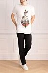 White cotton T-shirt for men Bisibiglio - picture print. 100% cotton. Country of manufacture: Italy. Care: specialized cleaning - photo 2