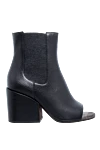 Brunello Cucinelli Women's black leather ankle boots with an open toe - open toe. genuine leather. elastic inserts. Heel height: 5 centimeters. Country of manufacture: Italy. Care: specialized cleaning - photo 1