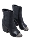 Brunello Cucinelli Women's black leather ankle boots with an open toe - open toe. genuine leather. elastic inserts. Heel height: 5 centimeters. Country of manufacture: Italy. Care: specialized cleaning - photo 3