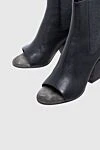 Brunello Cucinelli Women's black leather ankle boots with an open toe - open toe. genuine leather. elastic inserts. Heel height: 5 centimeters. Country of manufacture: Italy. Care: specialized cleaning - photo 5