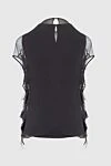 Women's silk blouse decorated with feathers and fabric gray Brunello Cucinelli - short sleeves, appliques, lining. silk. Country of manufacture: Italy. Care: specialized cleaning - photo 6