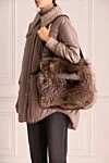 Women's bag brown from fur Brunello Cucinelli - fur. zipper. natural fur. Country of manufacture: Italy. Care: specialized cleaning - photo 2