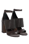 Brunello Cucinelli Босоножки черные женские кожаные с блестящей массивной полоской - блестящая полоска. натуральная кожа. пряжка. Каблук: 10.5 см. Страна производитель: Италия. Уход: специализированная чистка - фото 3