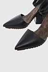Brunello Cucinelli Босоніжки жіночі чорні з фактурної шкіри - фактурна шкіра. натуральна шкіра. пряжка. Підбори: 10 см. Країна виробник: Італія. Догляд: спеціалізоване чищення - фото 5