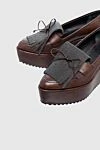 Brunello Cucinelli Лоферы женские кожаные с массивной подошвой и бахромой коричневые - массивная подошва, бахрома, бант. кожа. Высота каблука: 4 см. Страна производитель: Италия. Уход: специализированная чистка - фото 5