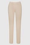 Casheart Women's beige wide-leg trousers - viscose, spandex. elastic belt. Country of manufacture: Italy. Care: specialized cleaning - photo 1