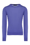 Casheart Blue cashmere and silk jumper for men - 70% cashmere, 30% silk. Country of manufacture: Italy. Care: specialized cleaning - photo 1