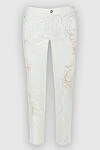 Ermanno Scervino Women's pants with beige embroidery white - embroidery, lace. five pockets. polyamide, viscose. button, zipper. Country of manufacture: Italy. Care: specialized cleaning - photo 1