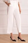 Ermanno Scervino Women's classic cotton pants white - five pockets. cotton. zipper, button. Country of manufacture: Italy. Care: specialized cleaning - photo 3