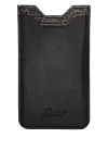 Brioni Burgundy leather phone case for men - Metal logo. 100% leather. Country of manufacture: Italy. Care: specialized cleaning - photo 1