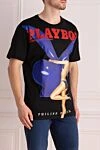 Philipp Plein Black cotton T-shirt for men - picture print 100% cotton. Country of manufacture: Italy. Care: specialized cleaning - photo 3