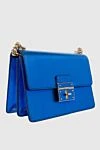 Dolce & Gabbana Women's leather bag velvet blue - textured leather, chain. latch. leather. Country of manufacture: Italy. Care: specialized cleaning - photo 3