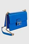 Women's leather bag velvet blue Dolce & Gabbana - textured leather, chain. latch. leather. Country of manufacture: Italy. Care: specialized cleaning - photo 4