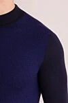 Umberto Vallati Wool and silk jumper blue for men - Decor: Contrasting sleeves and neckline. Composition: 70% wool, 30% silk. Country of manufacture: Italy. Care: specialized cleaning - photo 5