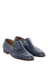 Blue alligator leather loafers for men Tardini - textured leather, contrast sole. 100% alligator skin. Sole Height: Heel Height 2cm. Country of manufacture: Italy. Care: specialized cleaning - photo 4