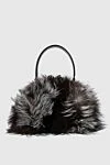 Capaf Women's black bag made of leather and fur - fur. zipper. chernoburka fur, genuine leather. Country of manufacture: Italy. Care: specialized cleaning - photo 1