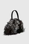 Capaf Women's black bag made of leather and fur - fur. zipper. chernoburka fur, genuine leather. Country of manufacture: Italy. Care: specialized cleaning - photo 3