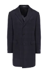 Corneliani Black wool coat for men - cage pattern. 100% wool. Buttons. Two welt pockets, two inside pockets. Lining: 100% silk. Country of manufacture: Italy. Care: specialized cleaning - photo 1