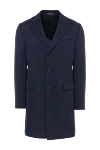 Corneliani Blue wool coat for men - Pied de bullet pattern. 100% wool. Buttons. Two welt pockets, two inside pockets. Lining: 85% wool 15% angora. Country of manufacture: Italy. Care: specialized cleaning - photo 1