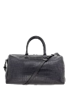 Gray leather travel bag for men Araldi 1930 - textured leather. shoulder strap. 100% alligator skin. Fastener: zipper. Country of manufacture: Italy. Care: specialized cleaning - photo 4