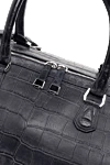 Araldi 1930 Gray leather travel bag for men - textured leather. shoulder strap. 100% alligator skin. Fastener: zipper. Country of manufacture: Italy. Care: specialized cleaning - photo 5