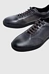 W.Gibbs Black leather sneakers for men - perforation. 100% genuine leather. lacing. heel height 2 cm. Country of manufacture: Italy. Care: specialized cleaning - photo 5