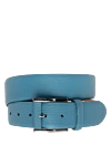 Cesare di Napoli Leather belt blue for men - Textured leather. 100% leather. Size: Width 4cm. Buckle. Country of manufacture: Italy. Care: specialized cleaning - photo 1