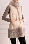 Casheart Beige women's vest made of natural fur - insulation 90% goose down, 10% goose feather. natural fur, leather. Closure: zipper. two side pockets. Country of manufacture: Italy. Care: specialized cleaning - photo 3