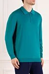 Cesare di Napoli Wool long sleeve polo green for men - Optional: Long sleeve. Composition: 100% wool. Fastener: Zipper. Country of manufacture: Italy. Care: specialized cleaning - photo 3