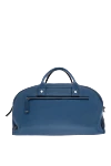 Men's blue leather travel bag Doucal`s - textured leather. shoulder strap. 100% leather. Fastener: zipper. Country of manufacture: Italy. Care: specialized cleaning - photo 4