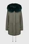 Alessandra Chamonix Green women's cotton and natural fur parka - fur hood. 100% cotton, natural fur. zipper, buttons, drawstring. four side pockets. Country of manufacture: Italy. Care: specialized cleaning - photo 1