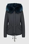 Alessandra Chamonix Blue cotton and natural fur parka for women - fur hood. 100% cotton, natural fur. zipper, buttons, drawstring. two side pockets. Country of manufacture: Italy. Care: specialized cleaning - photo 1