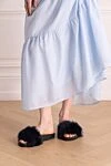 Women's slippers with fur, gray Amanda Wakeley - fur. polyurethane, fur. Country of manufacture: Italy. Care: specialized cleaning - photo 2