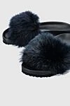 Amanda Wakeley Women's slippers with fur, gray - fur. polyurethane, fur. Country of manufacture: Italy. Care: specialized cleaning - photo 5