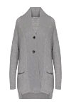 Gran Sasso Gray woolen cardigan for women - buttons. contrasting buttons. two side pockets. 100% wool. Country of manufacture: Italy. Care: specialized cleaning - photo 1