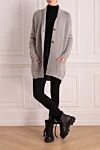 Gray woolen cardigan for women Gran Sasso - buttons. contrasting buttons. two side pockets. 100% wool. Country of manufacture: Italy. Care: specialized cleaning - photo 2