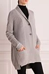 Gran Sasso Gray woolen cardigan for women - buttons. contrasting buttons. two side pockets. 100% wool. Country of manufacture: Italy. Care: specialized cleaning - photo 3