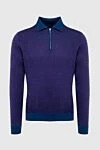 Cesare di Napoli Long Sleeve Polo in Silk and Cashmere Violet for men - Long sleeve. 70% cashmere, 30% silk. Closure: Zipper. Country of manufacture: Italy. Care: specialized cleaning - photo 1