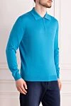 Cesare di Napoli Long sleeve polo in wool, silk and cashmere blue for men - Optional: Long sleeve. Composition: 60% wool, 30% silk, 10% cashmere. Closure: Zipper. Country of manufacture: Italy. Care: specialized cleaning - photo 3