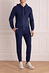 Men's cotton sports suit, blue Derek Rose - Contrast zipper. 100% cotton. Closure: Zipper. Four side pockets. Country of manufacture: Italy. Care: specialized cleaning - photo 2