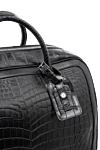 Billionaire Black leather travel bag for men - textured leather, logo. 100% alligator skin. Fastener: zipper. Country of manufacture: Italy. Care: specialized cleaning - photo 5