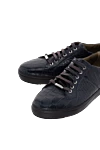 Tardini Men's crocodile leather snickers blue - textured leather. 100% crocodile skin. lacing. Country of manufacture: Italy. Care: specialized cleaning - photo 5