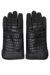 Vaccari Gloves made of crocodile leather black men's - textured leather. 100% crocodile leather. Lining: genuine leather. Country of manufacture: Italy. Care: specialized cleaning - photo 1