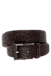 Cesare di Napoli Brown crocodile leather belt for men - Textured leather. 100% crocodile leather. Size: Width 3.5cm. Buckle. Country of manufacture: Italy. Care: specialized cleaning - photo 1